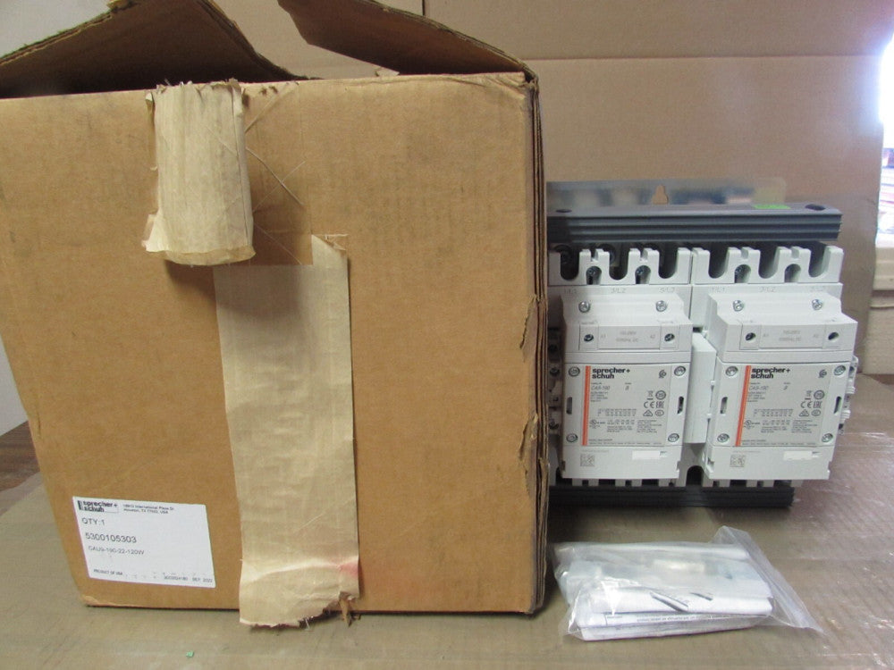 SPRECHER SCHUH, CAU9-190-22-120W, 100/250V COIL, 190A, REVERSING CONTACTOR, NIB!