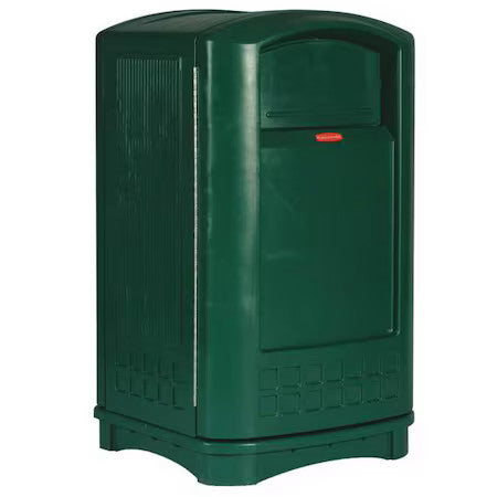 Rubbermaid Commercial Fg396400dgrn 50 Gal Square Trash Can, Dark Green, 25 1/4