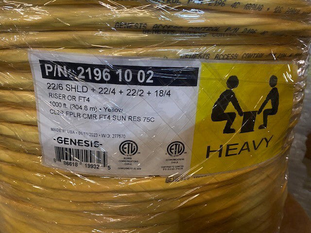 Honeywell Genesis 21961002 22/6 Shielded + 18/4 + 22/4 + 22/2 1000' Reel -Yellow