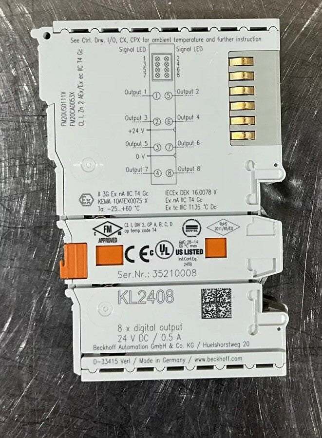Beckhoff KL2408 DIGITAL OUTPUT MODULE 35210008 Nos Surplus