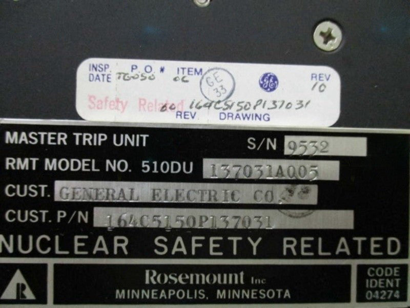 ROSEMOUNT 510DU-137031A005 MASTER TRIP UNIT  UNMP