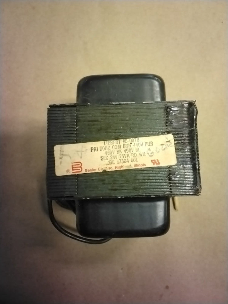 Liebert Transformer E-007B PRI 60 Hz BRN 440V PUR460V BK 490V BL SEC 24V 75VA 