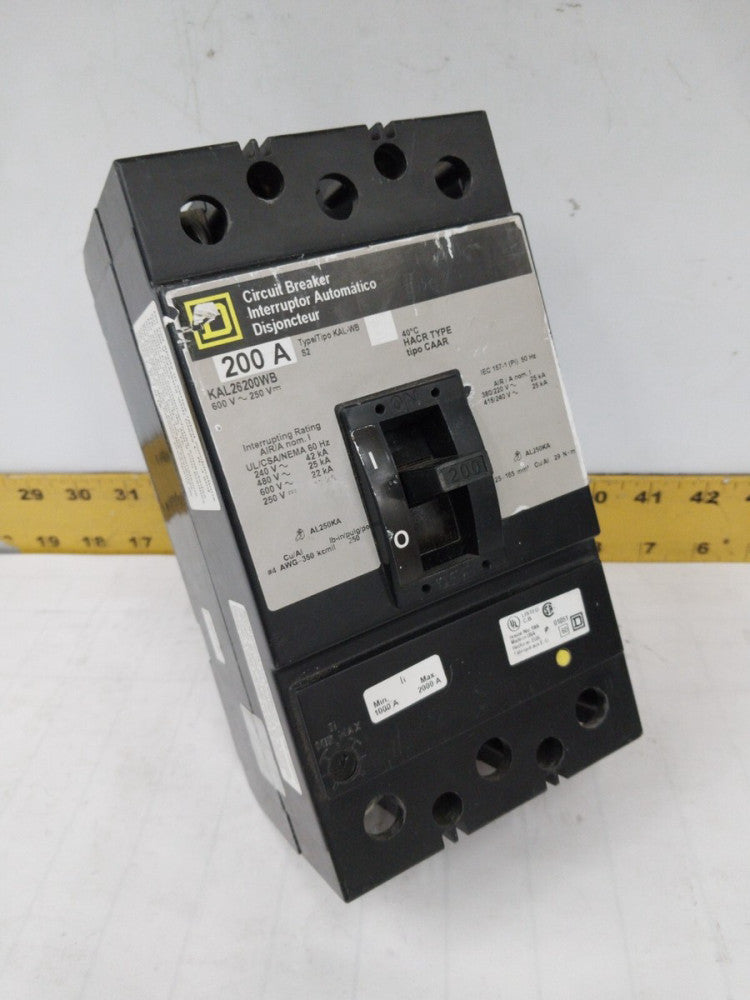 SQUARE D 200 AMP CIRCUIT BREAKER 600 VAC / 250 VDC 2 POLE  KAL26200WB