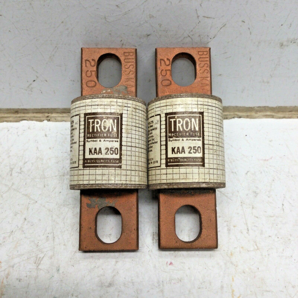 BUSSMANN BUSS TRON KAA 250 RECTIFIER FUSE 250 AMP 130V (LOT of 2)