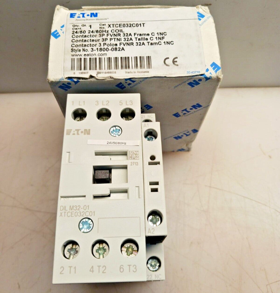 NEW EATON XTCE032C01T AC CONTACTOR 20 HP 45 AMP COIL 24 VAC