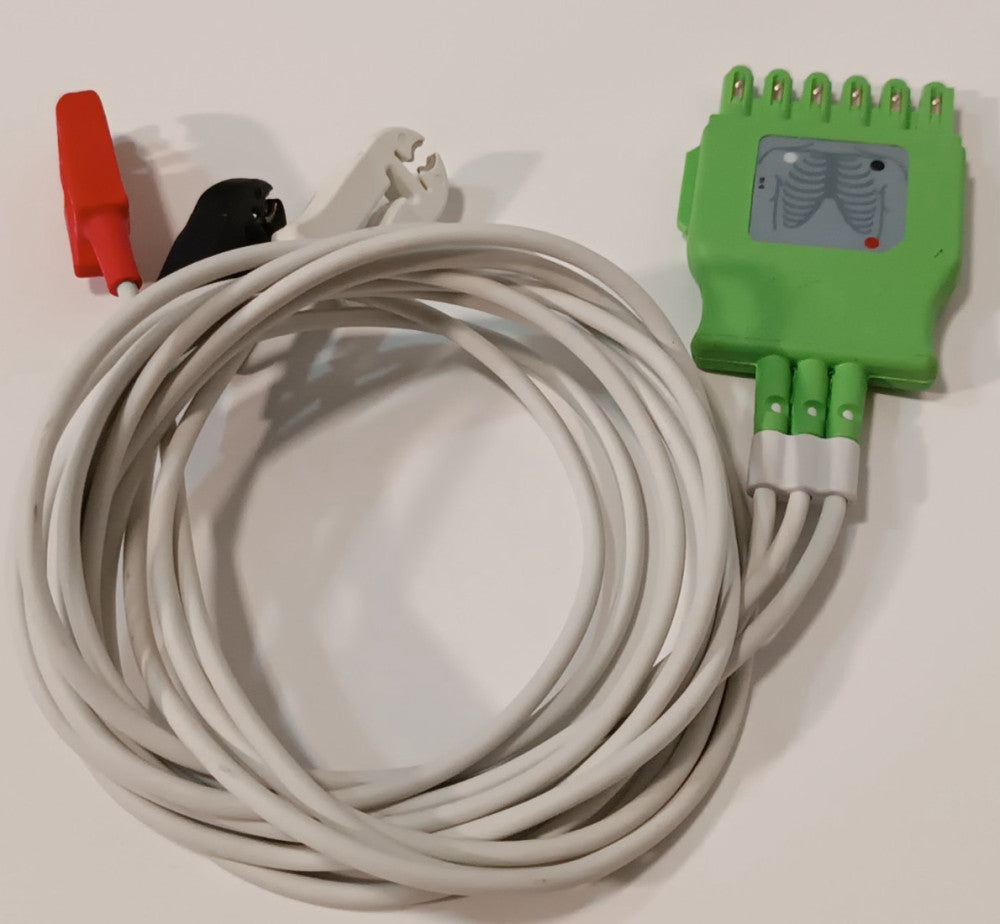 Dräger MP03402 3-Lead ECG Medical Monitoring Trunk Cable, Pinch Grabber Connect