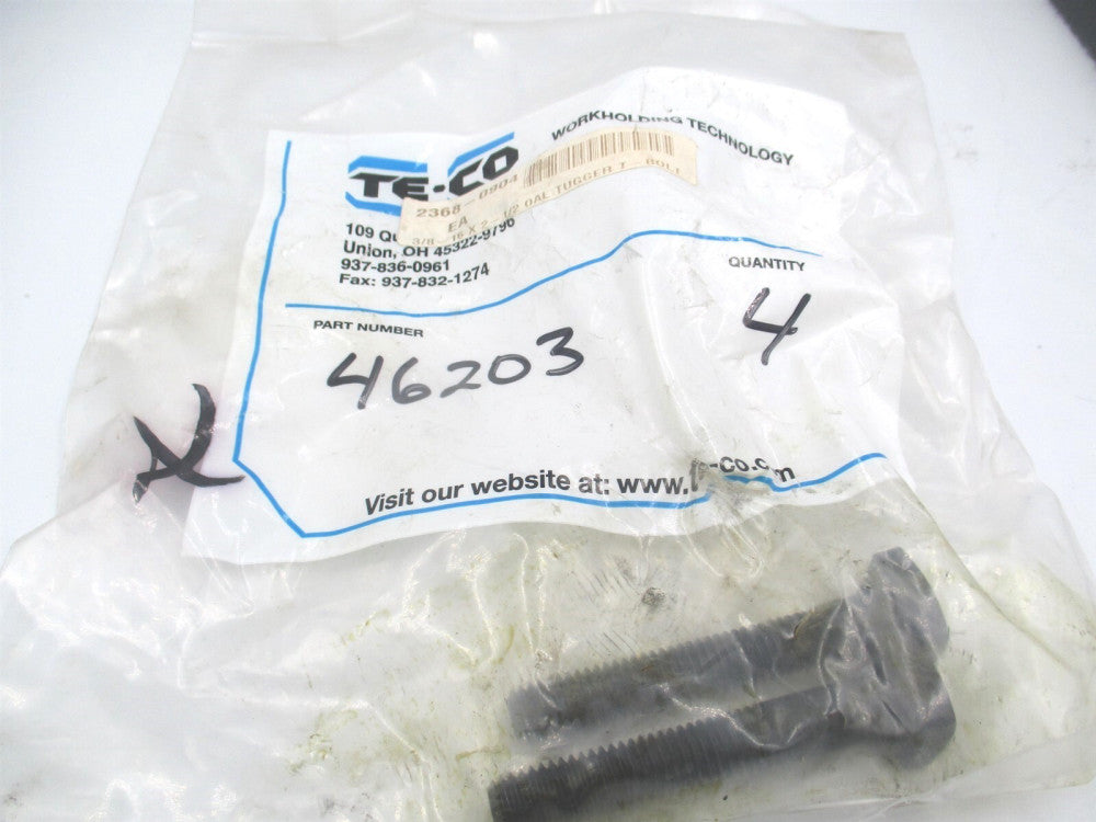TE-CO (46203) 3/8" x 2-1/2" Medium Black Oxide Carbon Steel T-Bolt - Pack of 2
