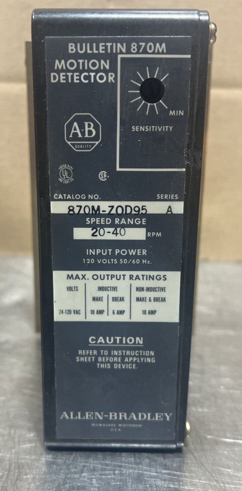 ALLEN BRADLEY 870M-ZOD95 SER. A, MOTION DETECTOR Nos Surplus No Original Box