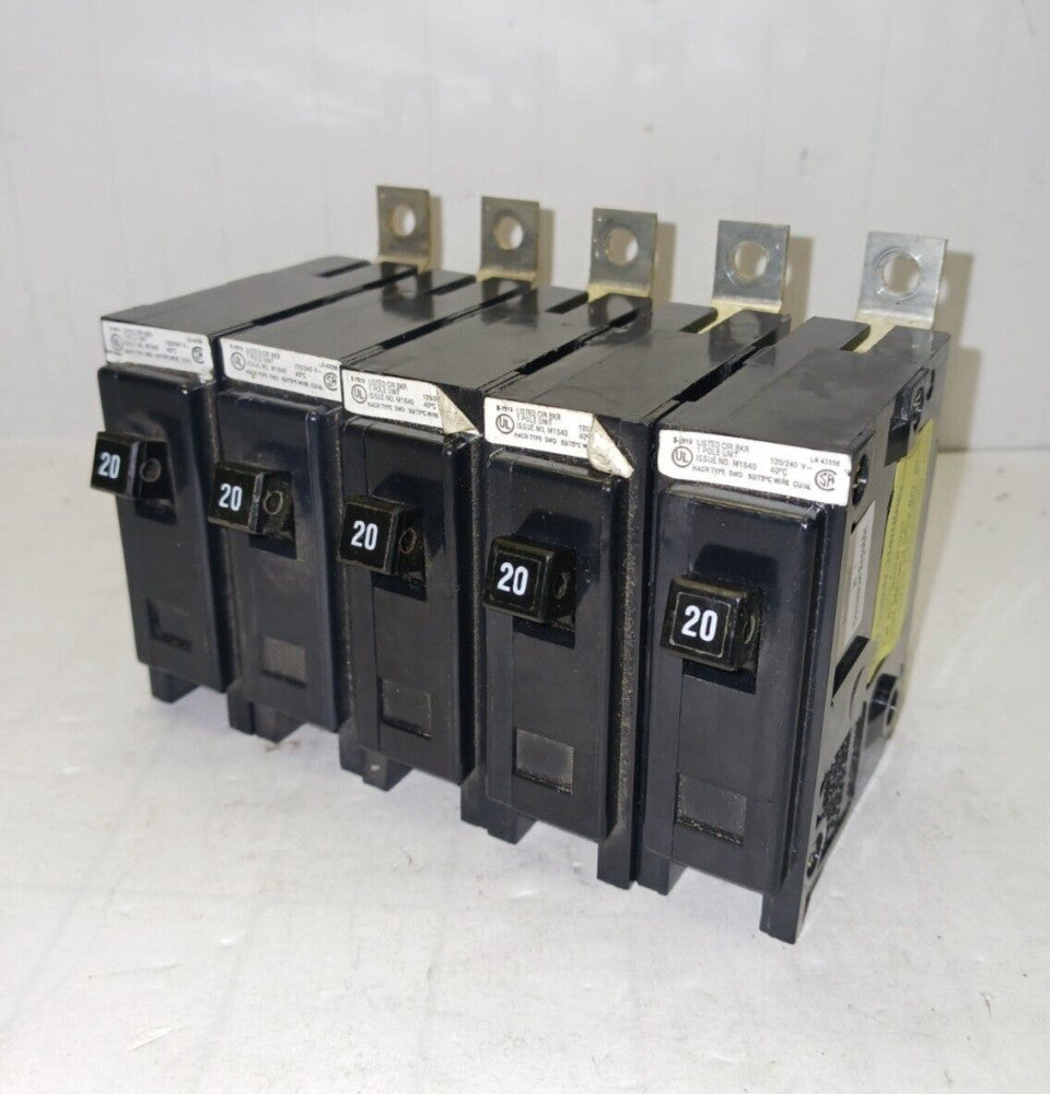5) CUTLER HAMMER QBHW1020 20 AMP CIRCUIT BREAKER  120/240 VAC QUICKLAG
