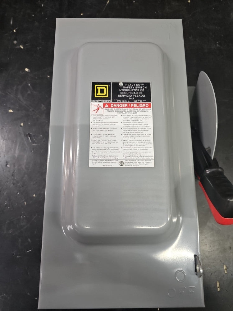 SQD HU362 Safety Disconnect Switch 60A 3P 600V Type 1 Indoor Enclosure NNB