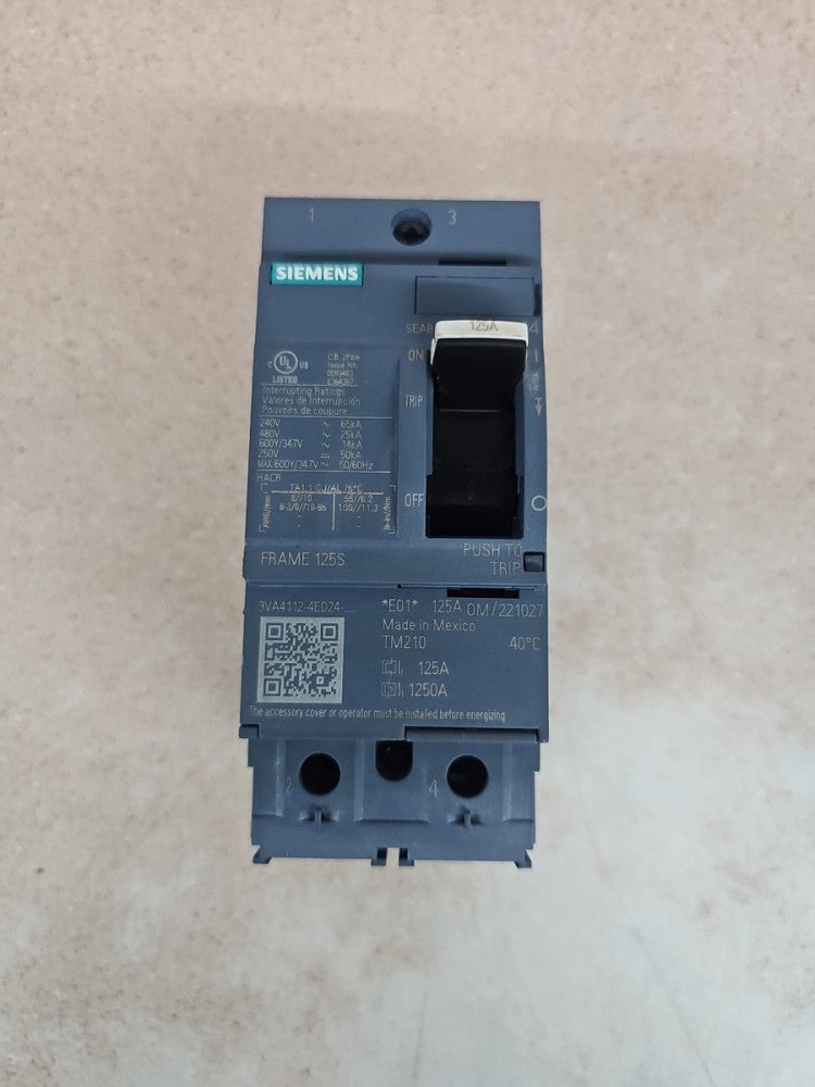 New Take Out Siemens 3VA4112-4ED24-0AA0 125A 2 Pole Breaker
