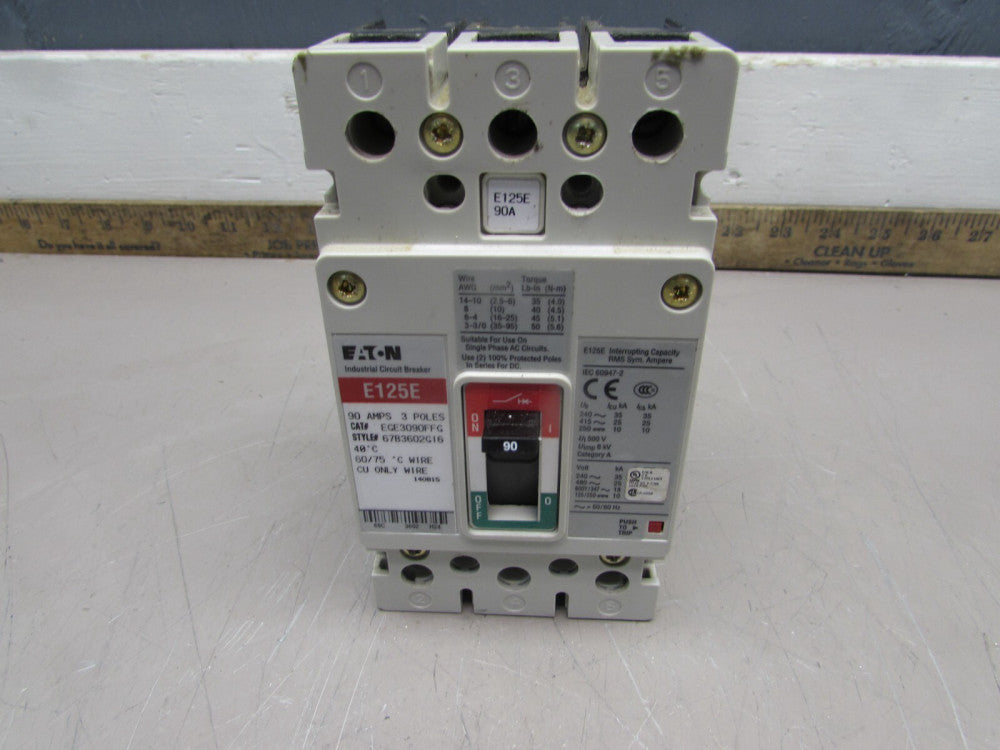 EATON EGE3090FFG , E125E CIRCUIT BREAKER, 3P/90A/480V /25kA,  MAKE OFFER!