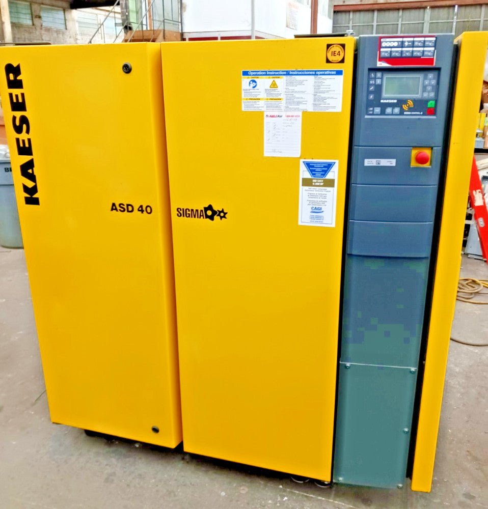 Kaeser 40 Hp Screw Compressor ASD-40 208/230/460 Vac 191 Cfm 125 Psig year 2018