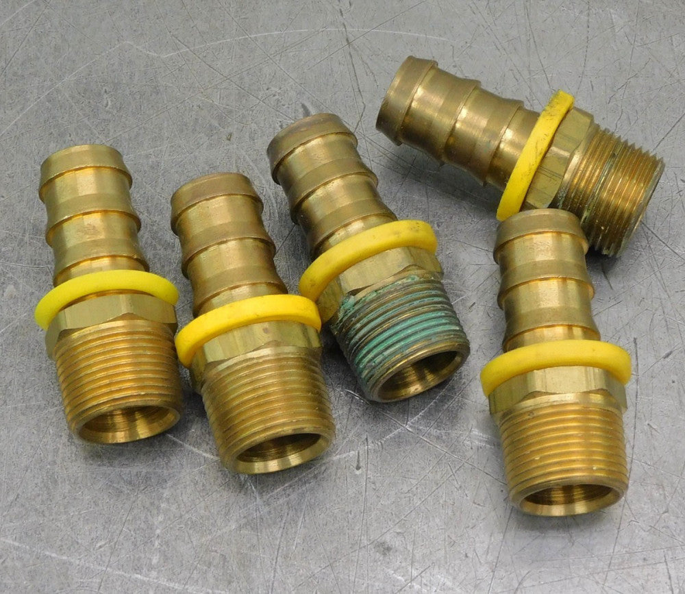 Brass Hose Barb Adapter 3/4" Hose Barb DIA x 3/4" NPT Lot of Five (5)