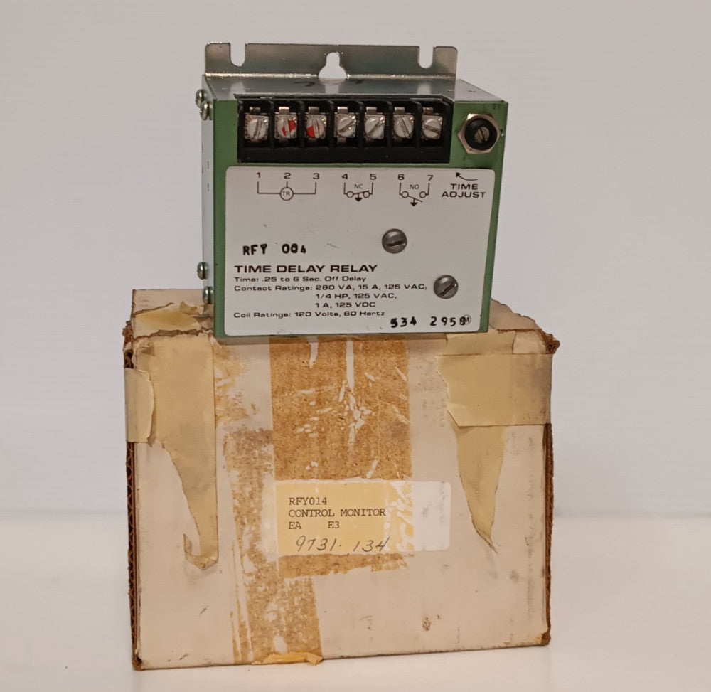 RFY-004 Timer Off-Delay Relay Control .25 to 6 sec. 280VA, 15A, Coil: 120V, 60Hz