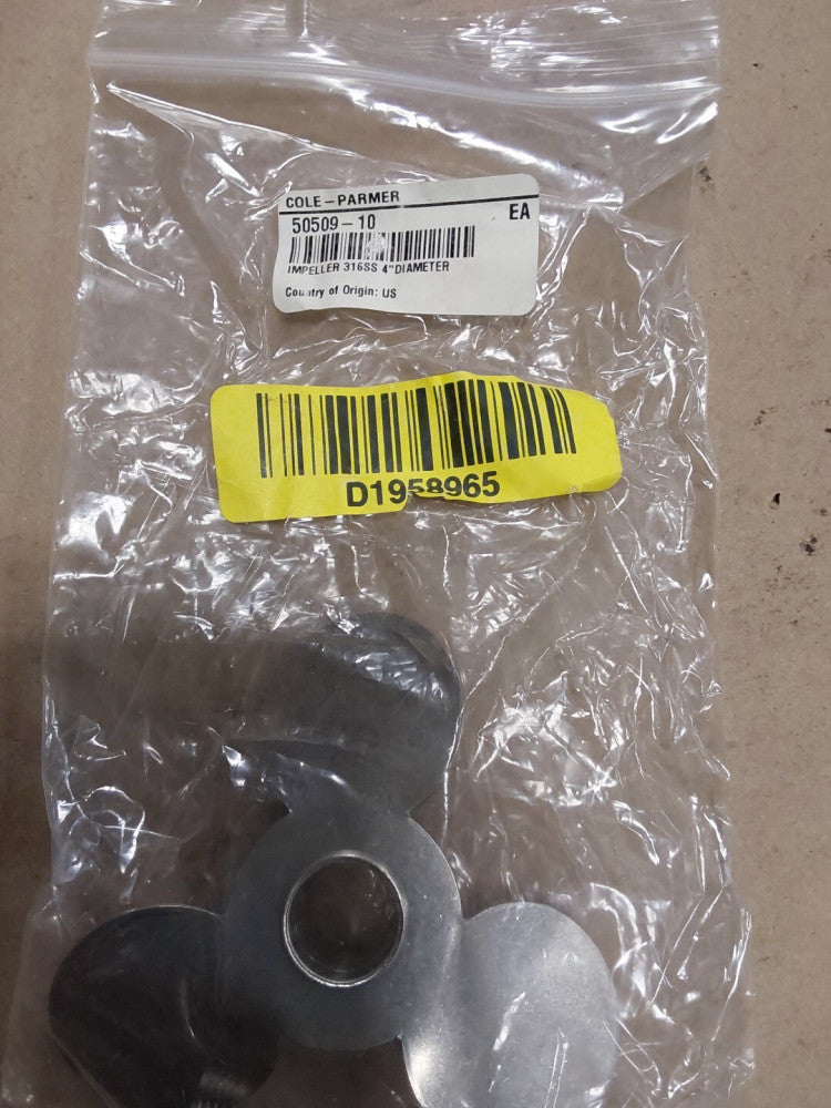 Cole-Parmer - 50509-10 Impeller - 316SS, 4" Diameter - NEW