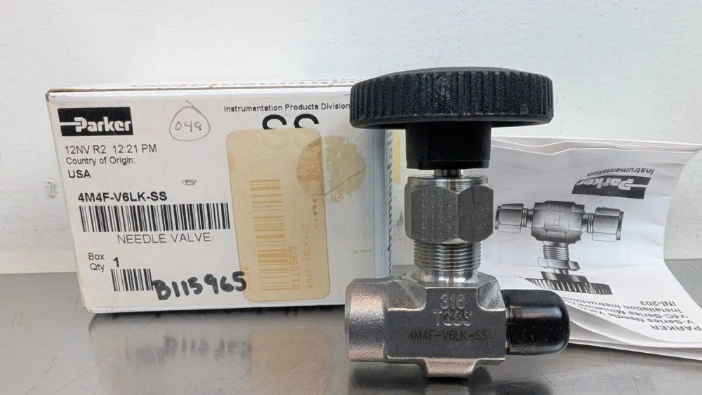 Parker 4M4F-V6LK-SS Stainless Steel Needle Valve 1/4" 5000 PSI