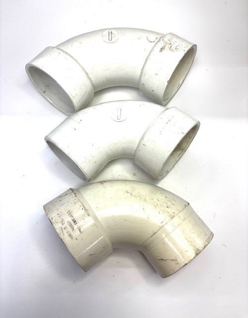 ASSORTED LOT OF 3 PVC ELBOW PIPE FITTINGS