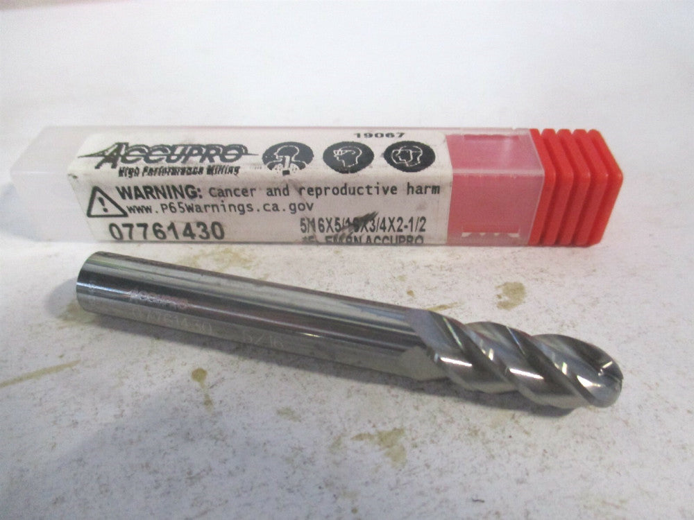 (12184631) 5/16" x 3/4" x 5/16" x 2-1/2" OAL Solid Carbide 4 Flute Ball End Mill