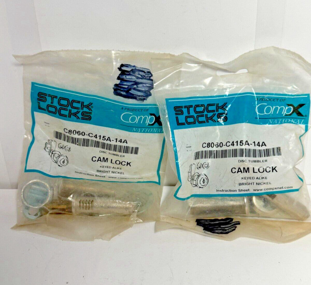 (Lot of 2) CompX C8060-C415A-14A Disc Tumbler Cam Lock Bright Nickel