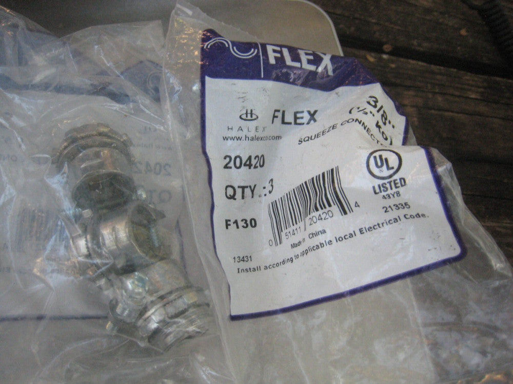 2 yes 2 packs of 3 each NIP Halex Flex 3/8 Squeeze Connector 3 Pack 20420