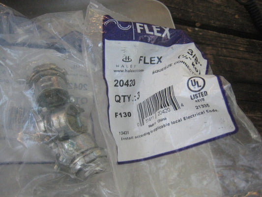2 yes 2 packs of 3 each NIP Halex Flex 3/8 Squeeze Connector 3 Pack 20420