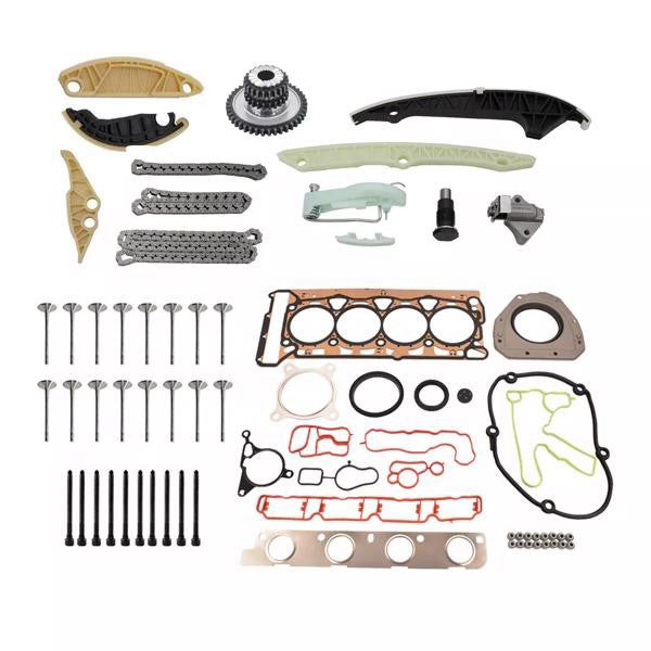 Timing Chain Head Gasket Set Intake Exhaust Valves Kit Replacement for Audi VW J