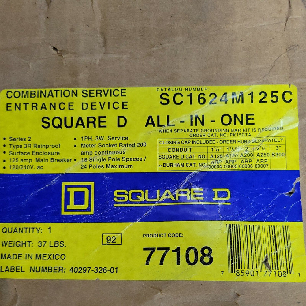 Square D All-in-One SC1624M125C   125A  W/ HOM2125 MAIN