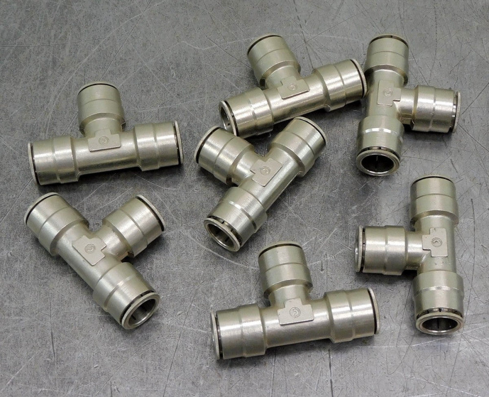 Parker Legris Nickel Plated Brass Union Tee Fitting 1/2" DIA Lot of Seven (7)
