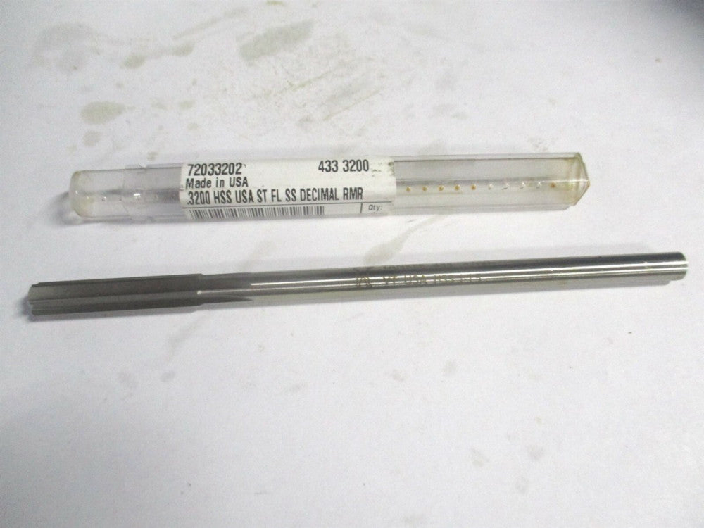 (433-0.3200) 0.32" x 1-1/2" x 6" OAL Straight Shank HSS 6-Flute Chucking Reamer 