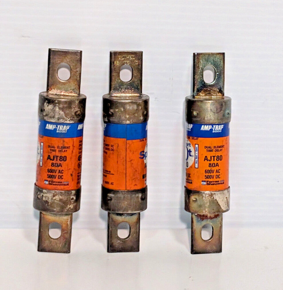 Lot of 3: Ferraz Shawmut Amp-Trap 2000 AJT80, 80Amp Fuses