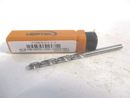 (79892113) #30 1-1/4 x 2-1/4" OAL 118° Solid Carbide Regular Spiral Jobber Drill