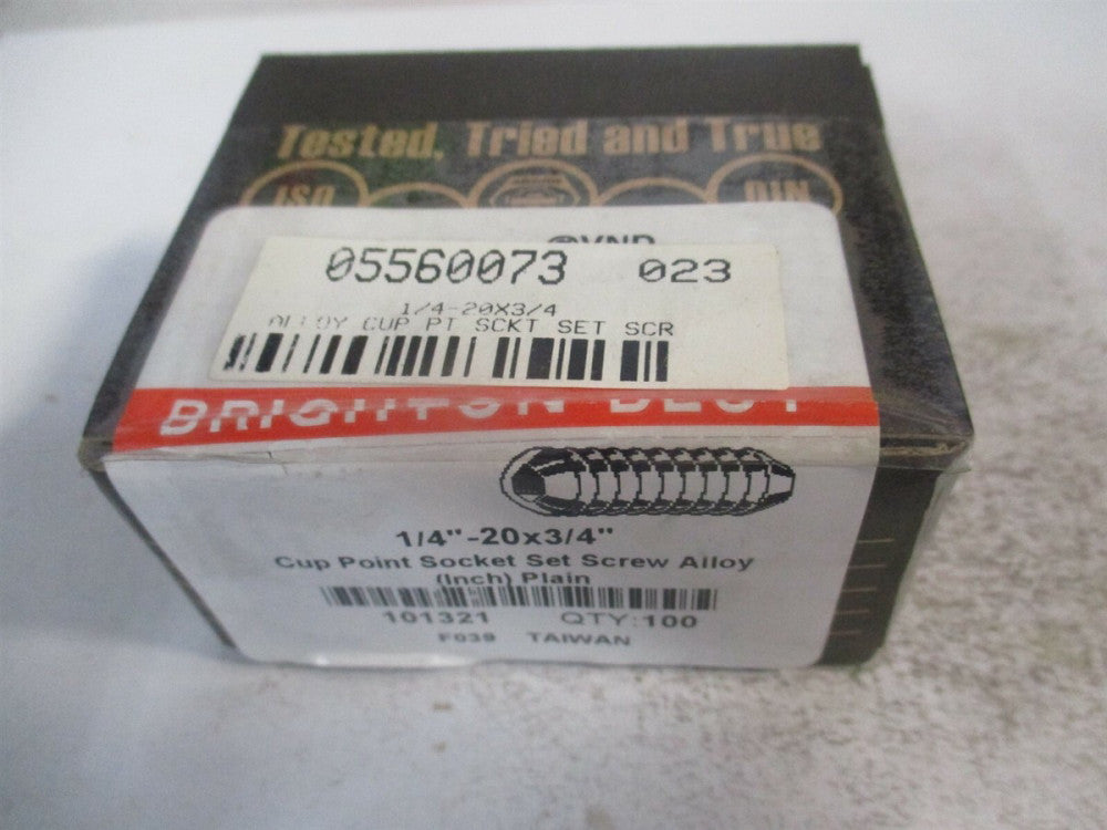 (101321P) 1/4-20 UNC 3/4" OAL Alloy Steel Cup Point Set Screw - Pack of 100