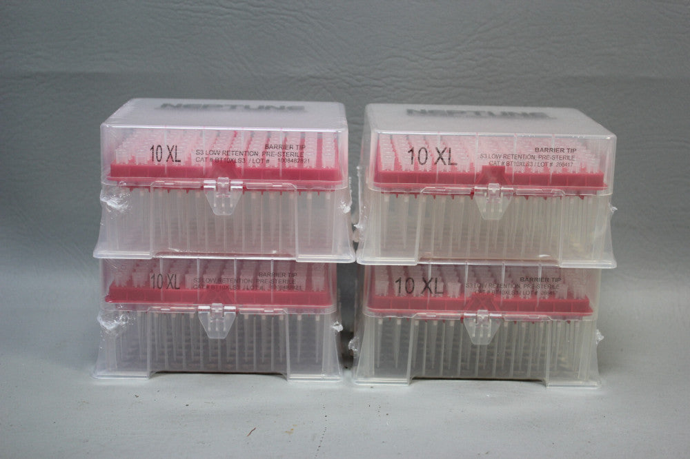 LOT OF 4 NEPTUNE BARRIER TIPS 10XL BT10XLS3 LOW RETENTION PRE-STERILE