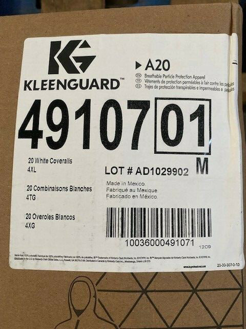 (Case of 20) KLEENGUARD A20 WHITE 4XL BREATHABLE APPA 49107 