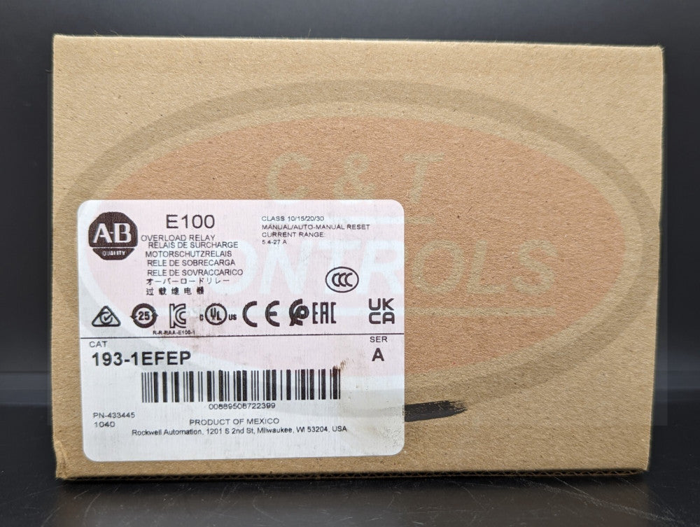 Allen Bradley 193-1EFEP E100 Overload Relay 5.4-27A New In Box USA Stock