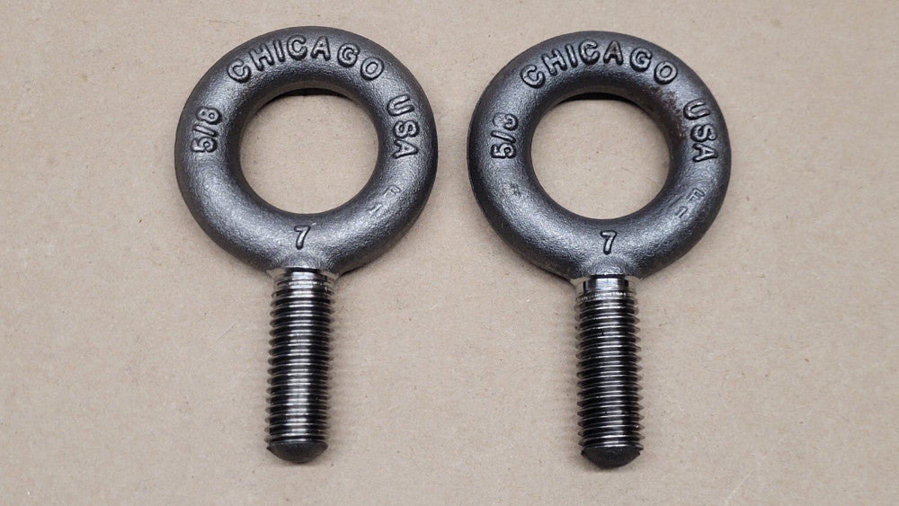 Lot of 2 Chicago Hardware 5/8" Steel Lifting Eyes