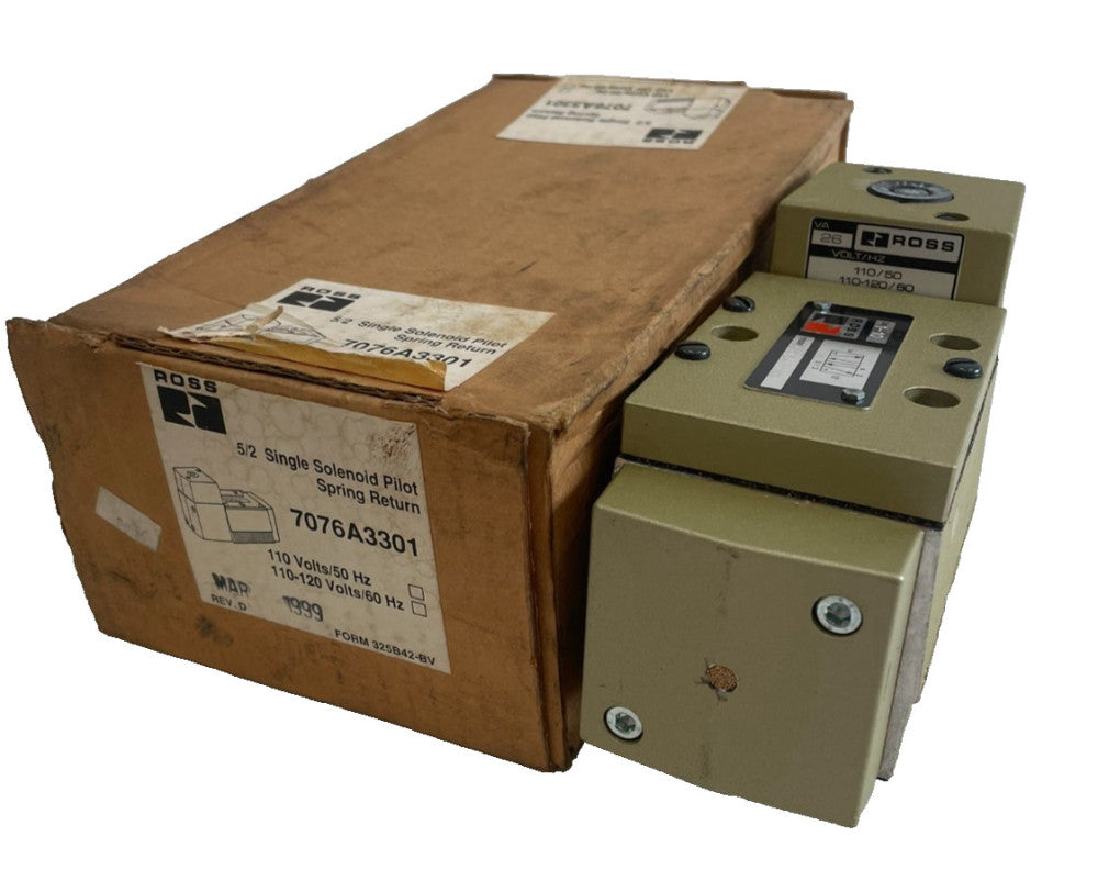 NEW ROSS 7076A3301 5/2 SINGLE SOLENOID PILOT 110V 50HZ