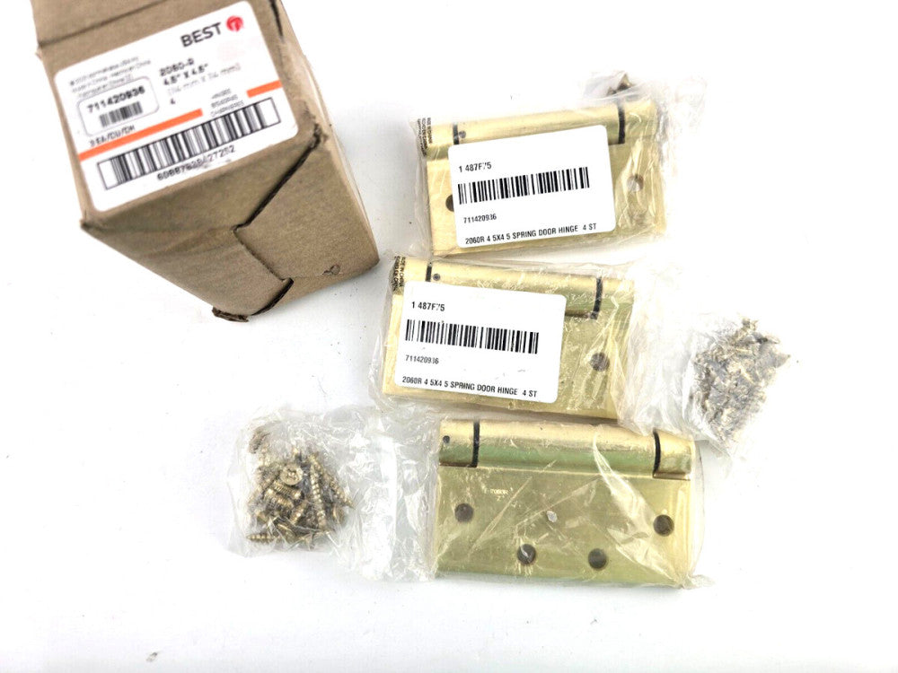 3pcs BEST 4.5" Long x 4.5" Wide Full Mortise Spring Commercial Hinge Satin Brass