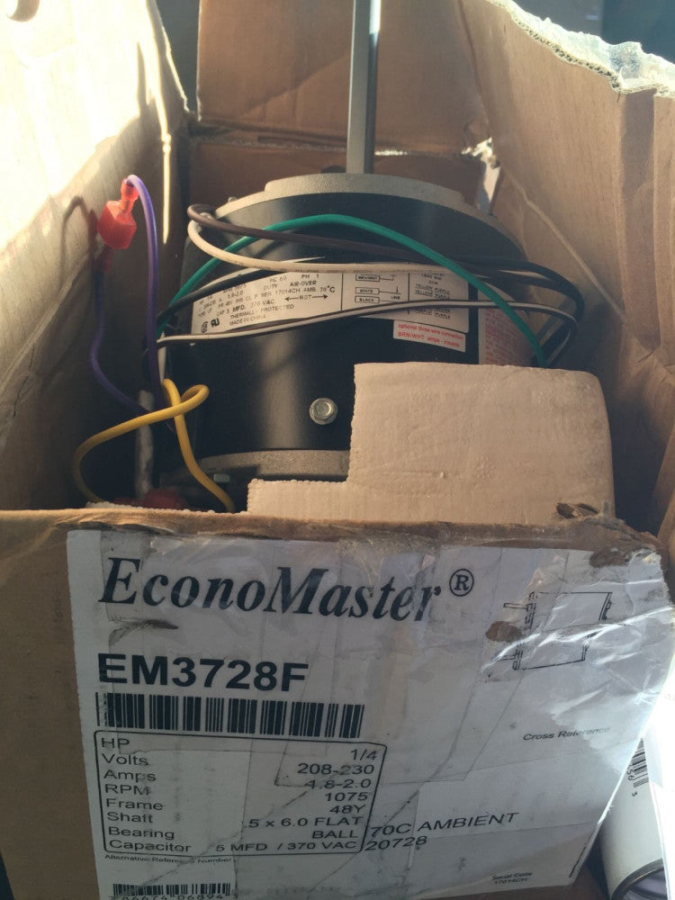 ECONOMASTER EM3728F Hi Temp Condenser Fan Motor 1/4HP 1075RPM 208/230V