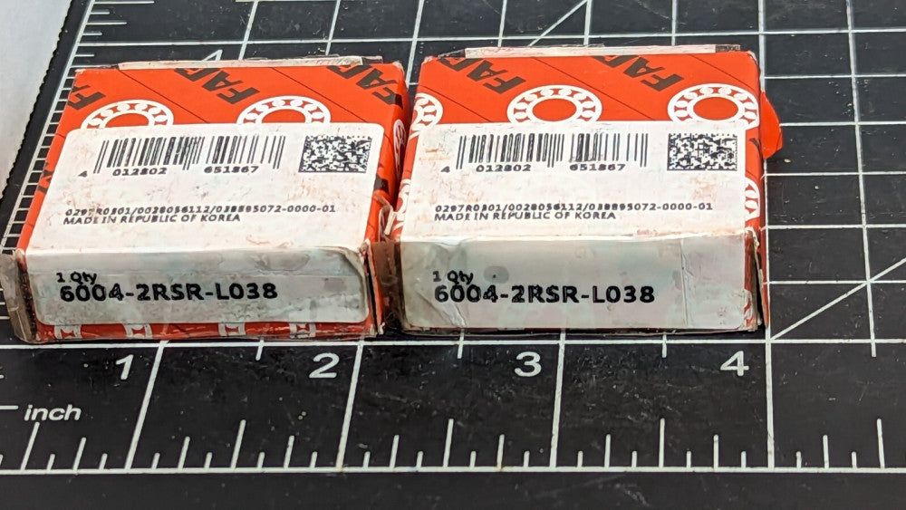 Lot Of (2) FAG 6004-2RSR-L038 Deep Groove BB, Single Row, Ball Bearing [OF25]