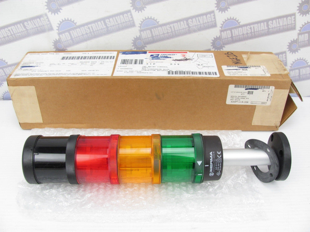WERMA - 640 810 00 - 14" STACK LIGHT TOWER - 3 LIGHTS & SIREN 645 820 75 - (NEW)