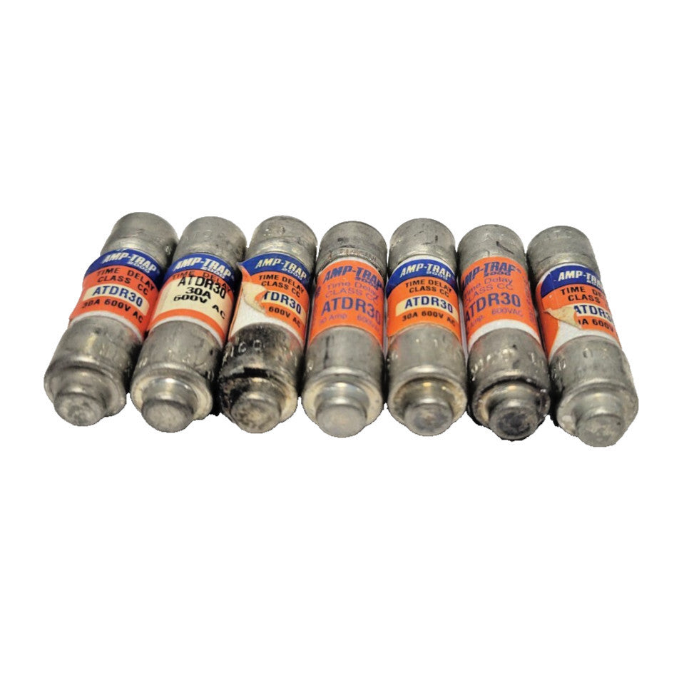 BUSSMAN AMP-TRAP FUSES ATDR30 (LOT OF 7) 600 VAC 30 AMPS CLASS CC FUSE