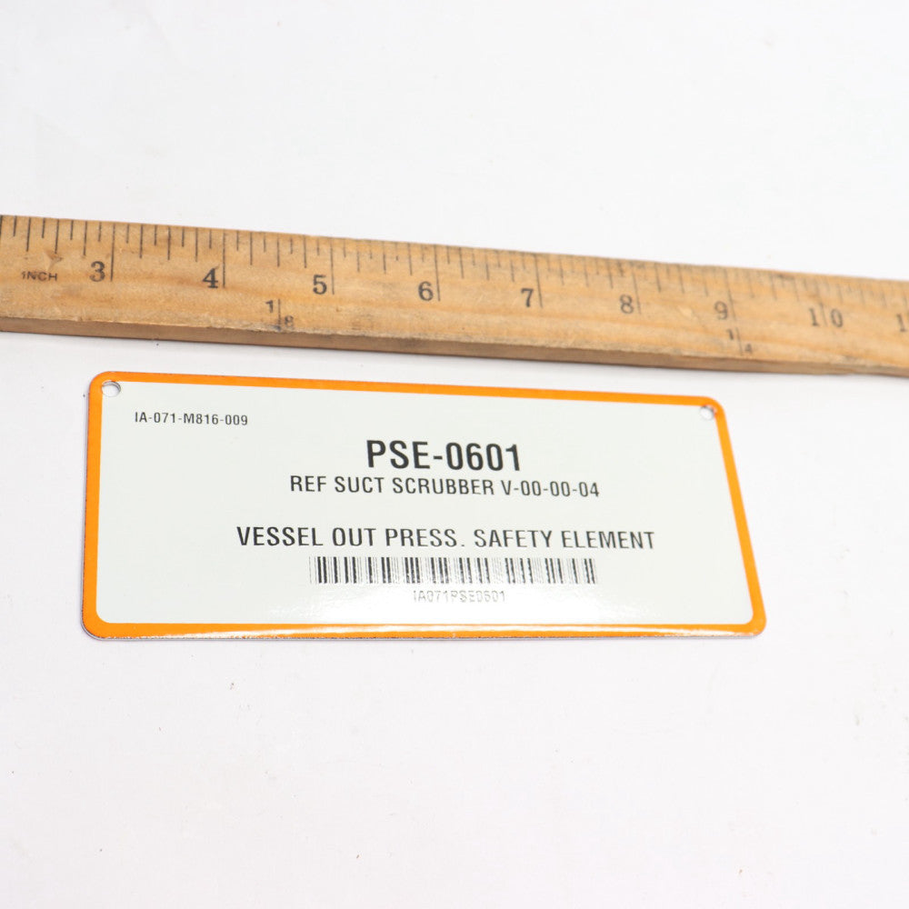Vessel Out Press. Safety Element Plate IA-071-M816-009 PSE-0601