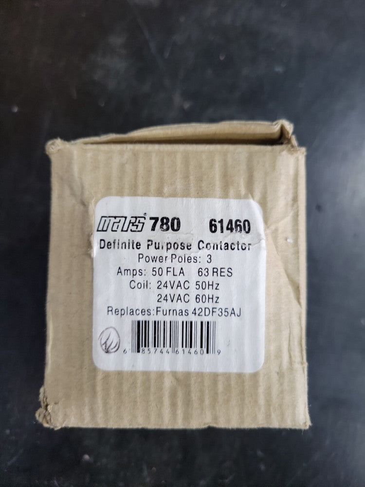 1- MARS 780 -61460 Definite Purpose Contactor 50 AMP 3 POLE 208-220V COIL NEW