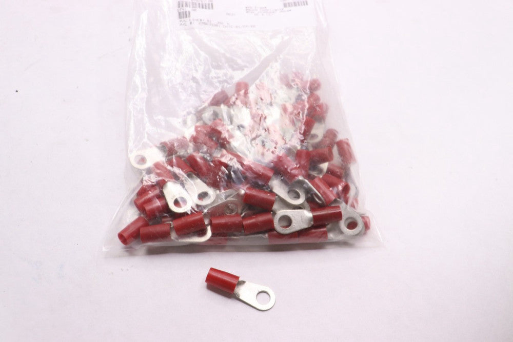 (80-Pk) TE Connectivity Insulated Ring Terminal Tongue Red Copper 8 AWG 324082