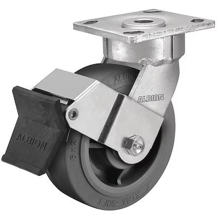 Albion 18Xs04229sfbe 4" X 2" Non-Marking Rubber Soft Flat Swivel Caster, Face