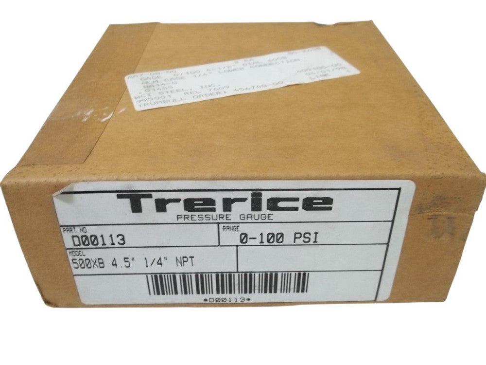 TRERICE D00113 PRESSURE GAUGE 0-100PSI NSMP