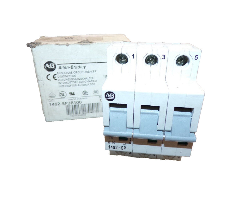 NEW ALLEN BRADLEY 10 AMP 3P DINRAIL CIRCUIT BREAKER 480Y/277 VAC  1492-SP3B1000