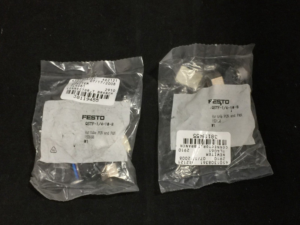NEW Festo QSTF-1/4-10-B Push-In Fitting  PN# 153188 Lot of 2